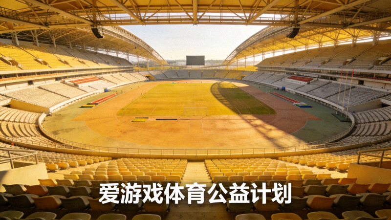 大型体育场馆看台全景，用于爱游戏体育公益计划新闻配图
