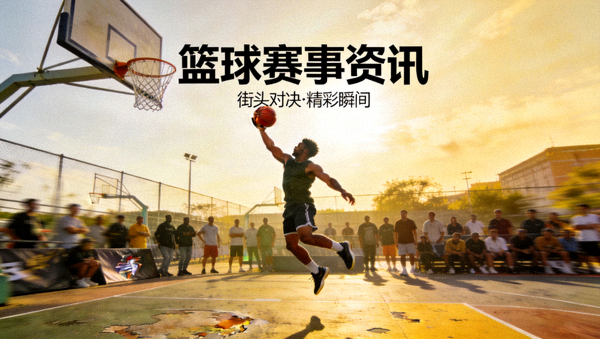 篮球赛事资讯配图，街头球场上球员投篮的瞬间